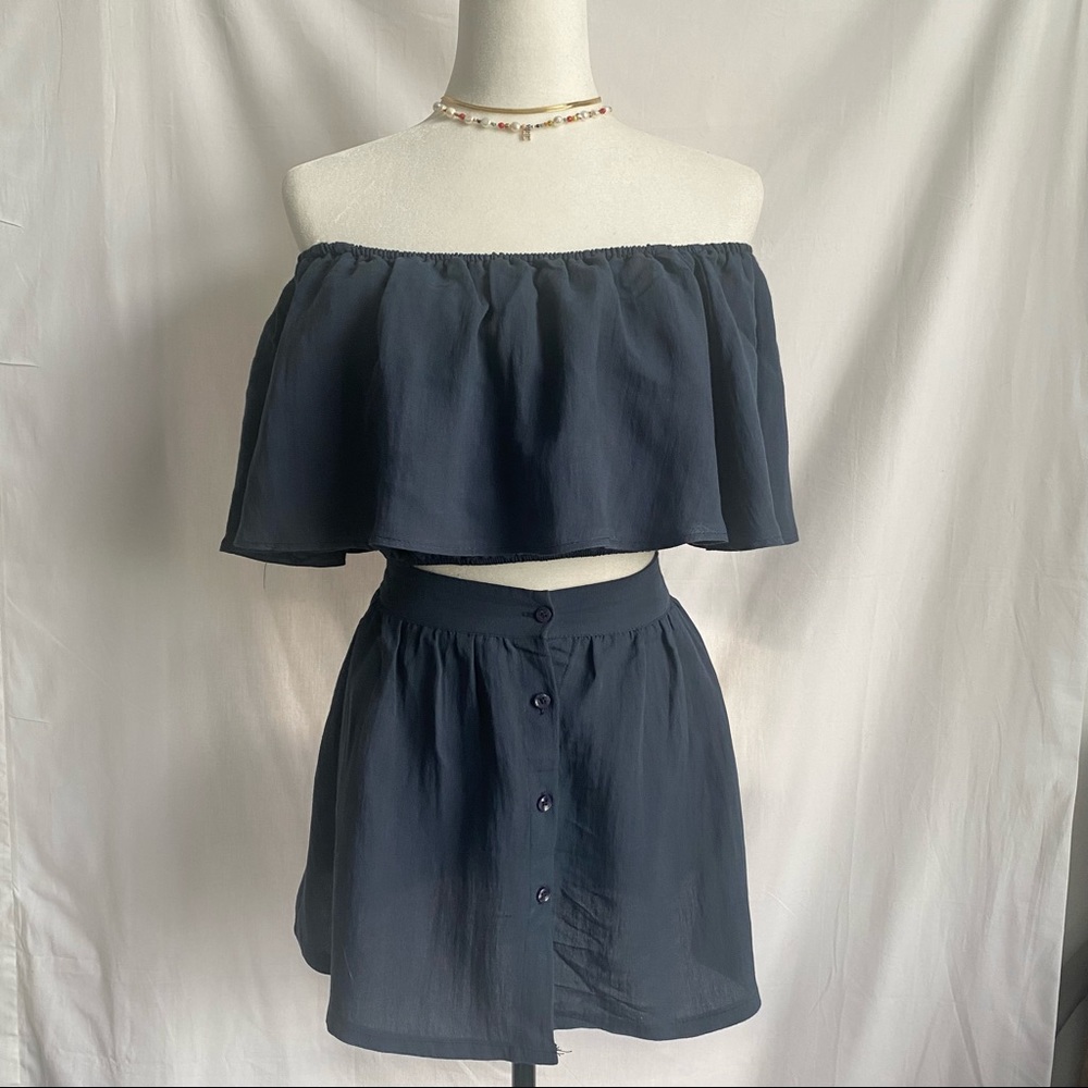 Dark Blue Off Shoulder Top Dress